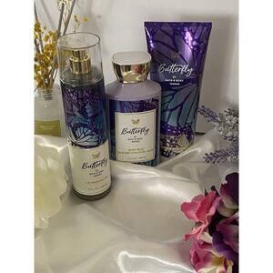 Set Of 3 Bath &Body Works, Butterfly, Mist Spray, Shower Gel & Body Cream